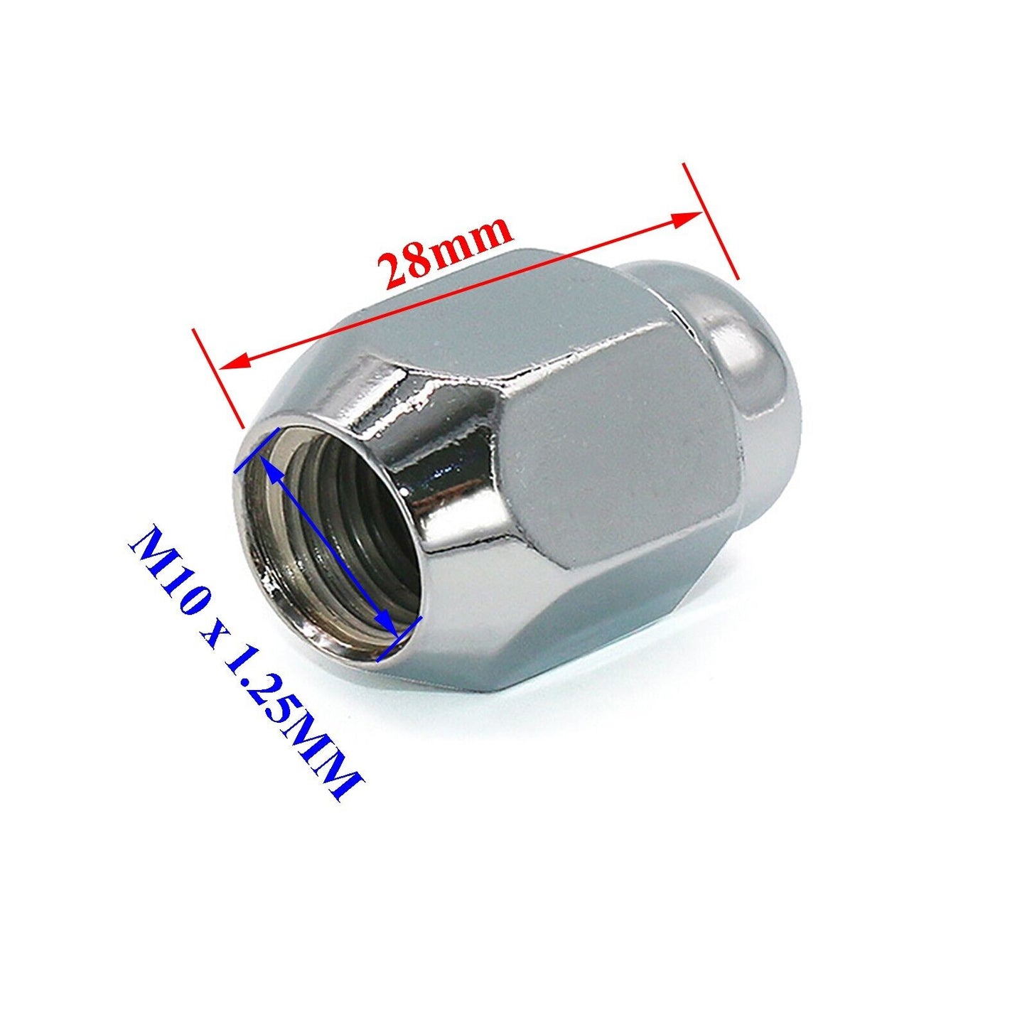 4x 17mm Head 10x1.25MM ATV QUAD Wheel Lug Rim End Cap Nuts - Chrome
