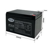 12V 12Ah AGM Deep Cycle Battery SLA Alarm Bike Solar Power Camping Marine Sealed - TDRMOTO