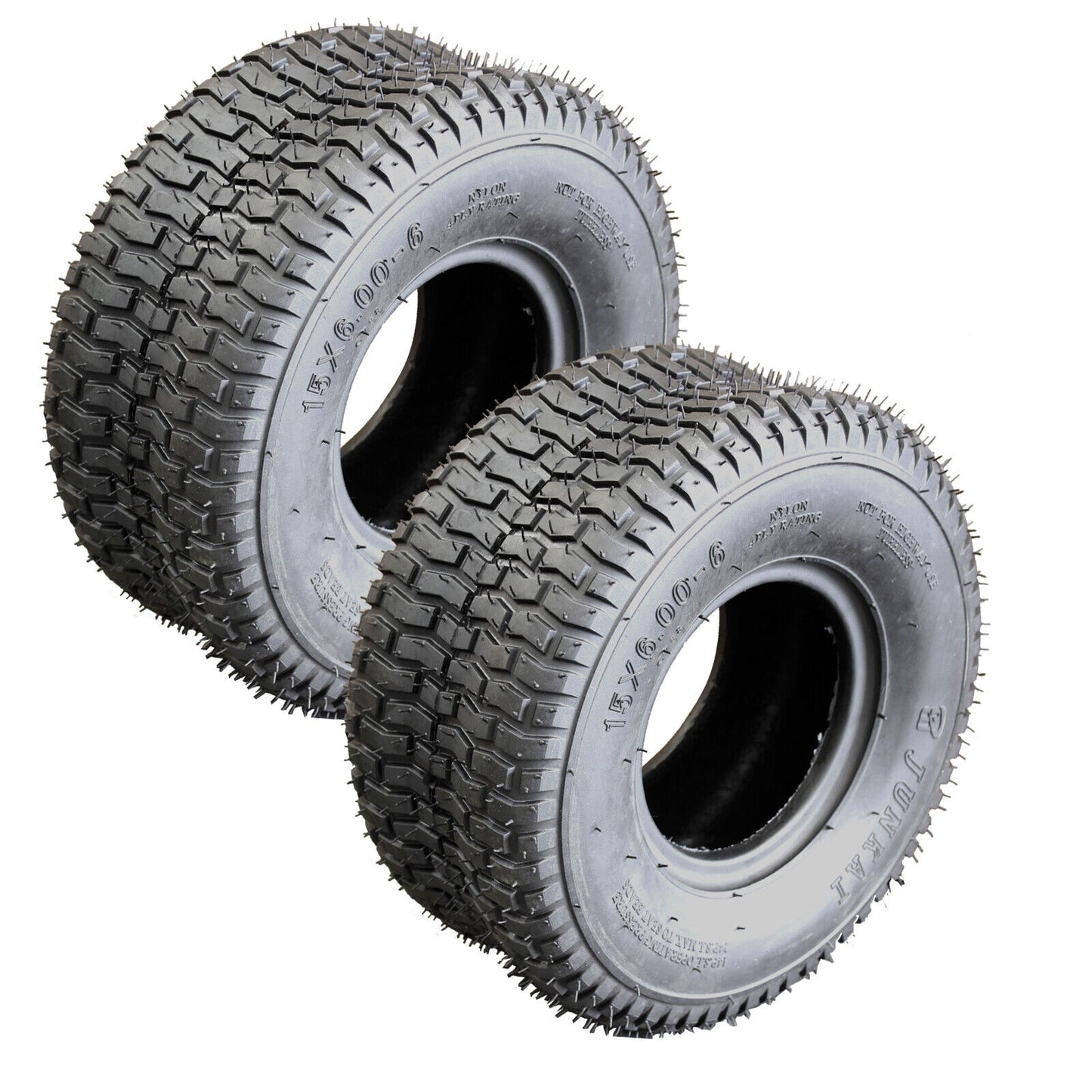 2x Ride on Mower Tyre 4 Ply Turf 15 x 6.00 - 6" inch Commercial Tubeless Tire