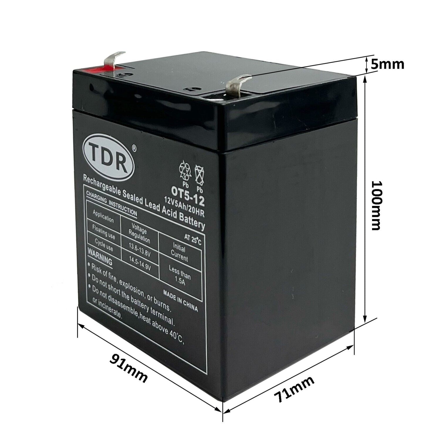 12V AGM Deep Cycle Battery SLA Sealed Solar Power Scooter Toys Alarm eBike 5AH