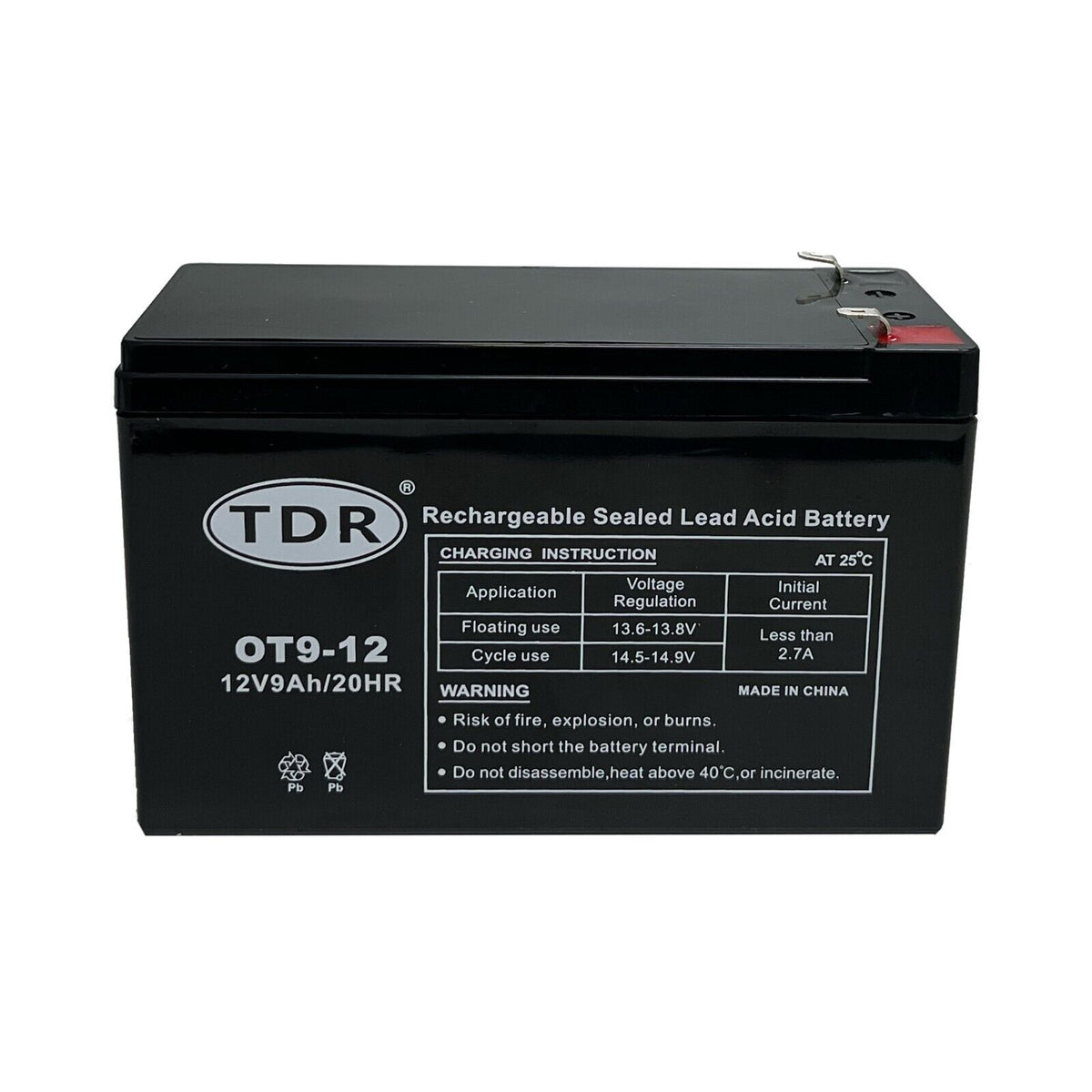 12V 9Ah Deep Cycle Battery Replace PS-1290, RT1272, RT1275,RT1280, RT1290 - TDRMOTO