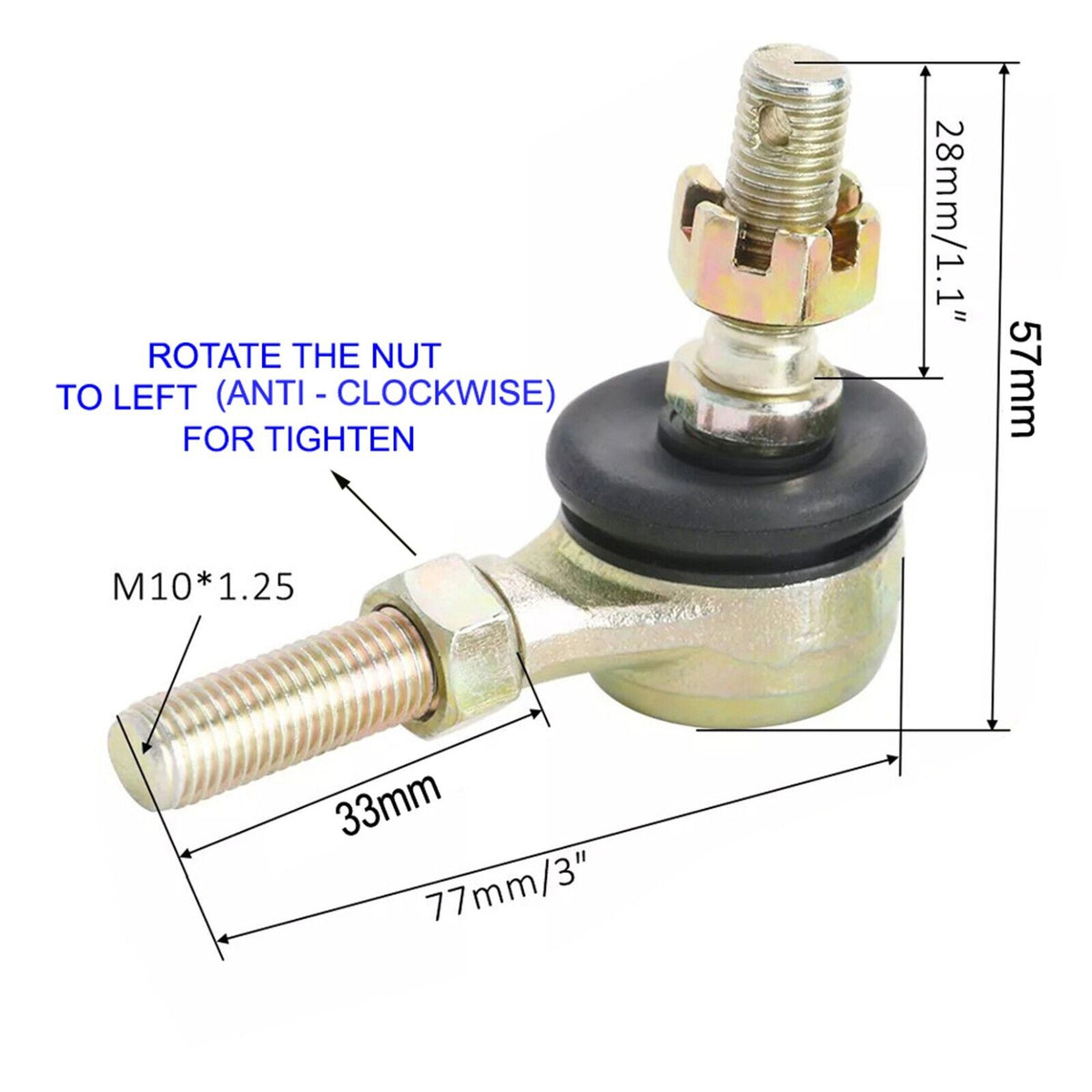 10mm Bolt Tie Rod End Ball Joiner for 110 125cc 150cc Quad Bike ATV Buggy GoKart - TDRMOTO
