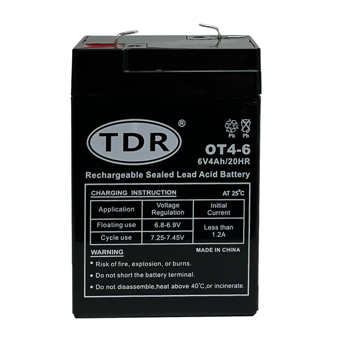 TDR 6V 4AH SLA Rechargeable battery 6volt Sealed Lead Toy Electric UPS Alarm - TDRMOTO