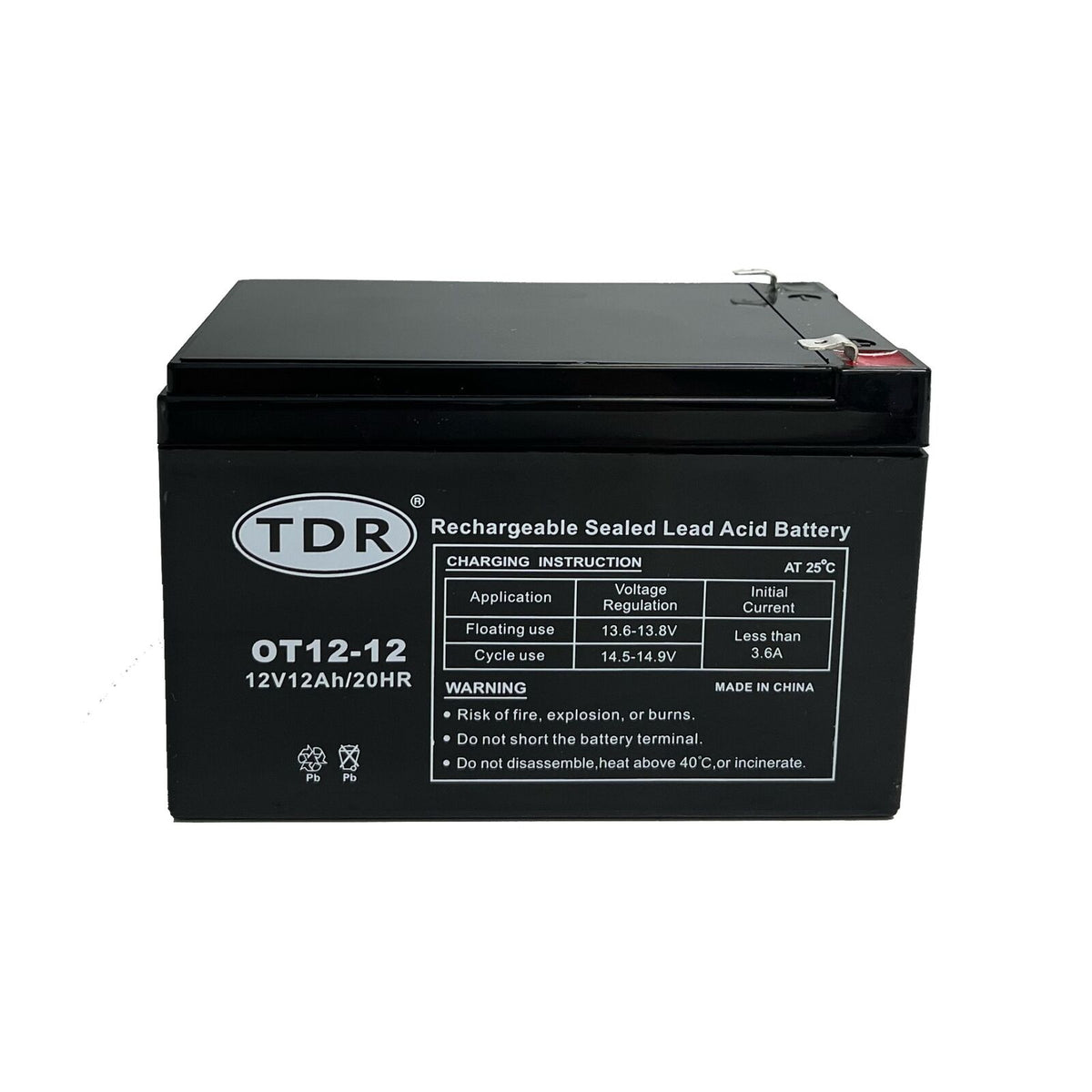 12V 12Ah AGM Deep Cycle Battery SLA Alarm Bike Solar Power Camping Marine Sealed - TDRMOTO