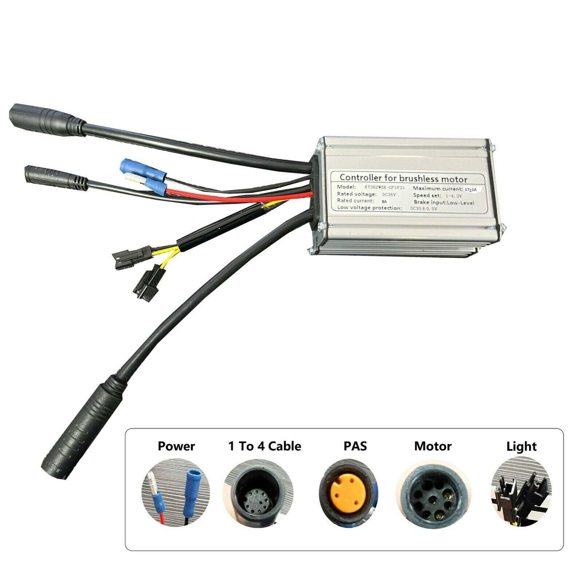 KT 36V 17A Controller For 250W 350W Motor hub Electric Bicycle w Light Function - TDRMOTO