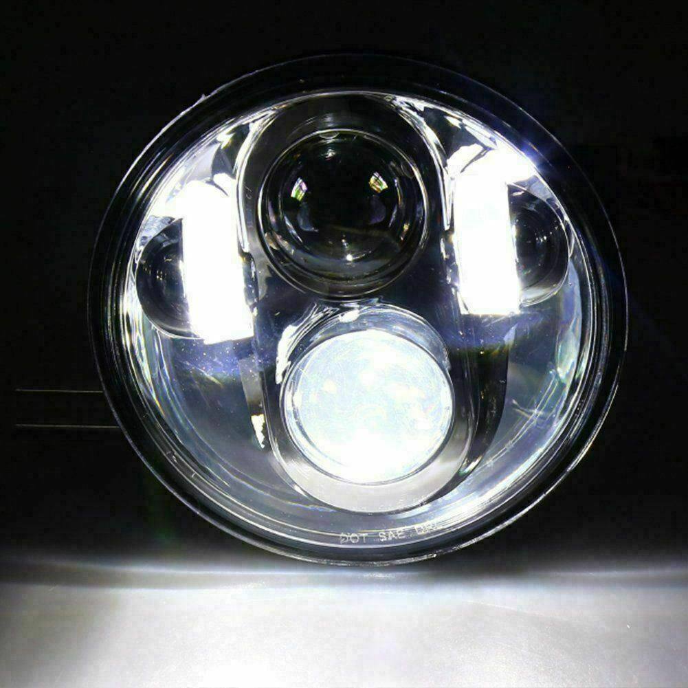 5.75 Inch Round Silver LED Headlight Hi/Lo Motorcycle Hi/Lo Projector For Harley - TDRMOTO
