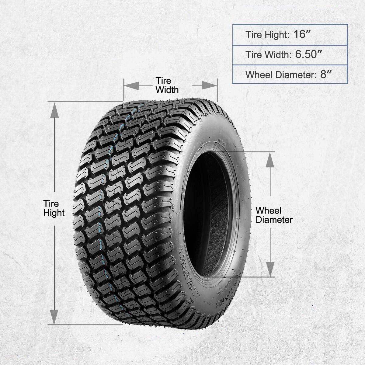 Pair of 16x6.50-8 8'' inch 4 Ply Tires