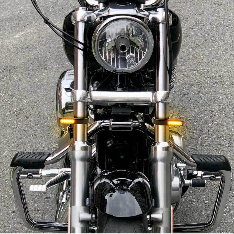 1 Pair Front Motorcycle LED Turn Signal Indicators with 41mm Fork Tubes Clamp Mount
