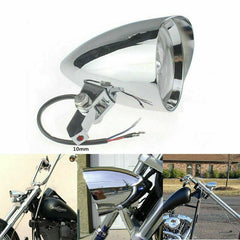 4.5'' Chrome/Black Motorcycle Bullet Headlight Light For Harley Davidson Choppers Silver - TDRMOTO
