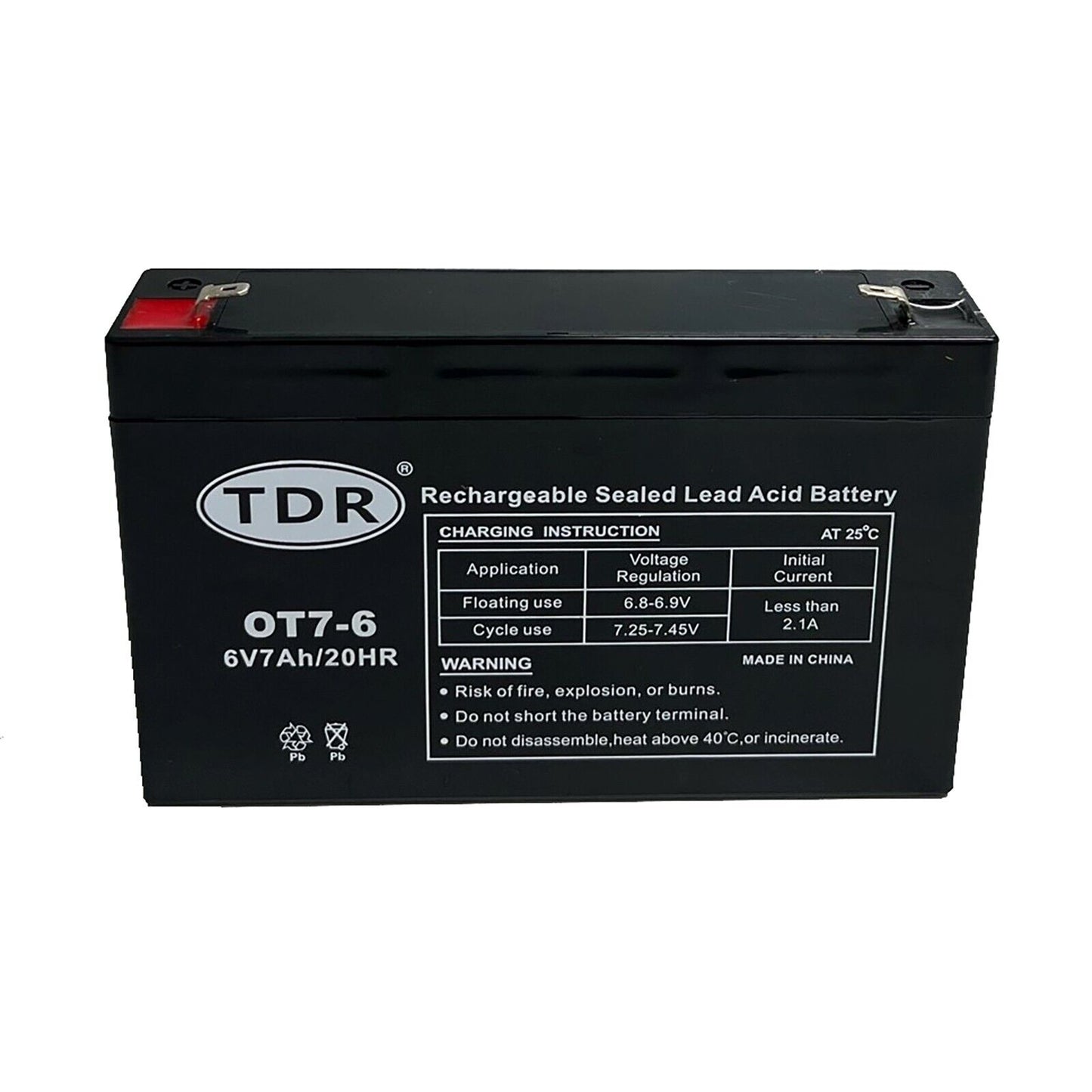 OT7-6 6V 7Ah SLA Sealed Lead Acid Rechargeable Battery F1/4.8mm Terminals