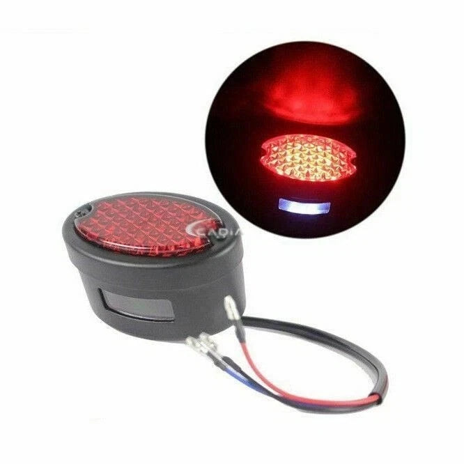 LED Cat Eye Brake Tail Light Red Lens with License Lamp for Custom Motorcycle - TDRMOTO