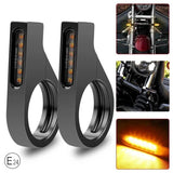 1 Pair Front Motorcycle LED Turn Signal Indicators with 41mm Fork Tubes Clamp Mount - TDRMOTO
