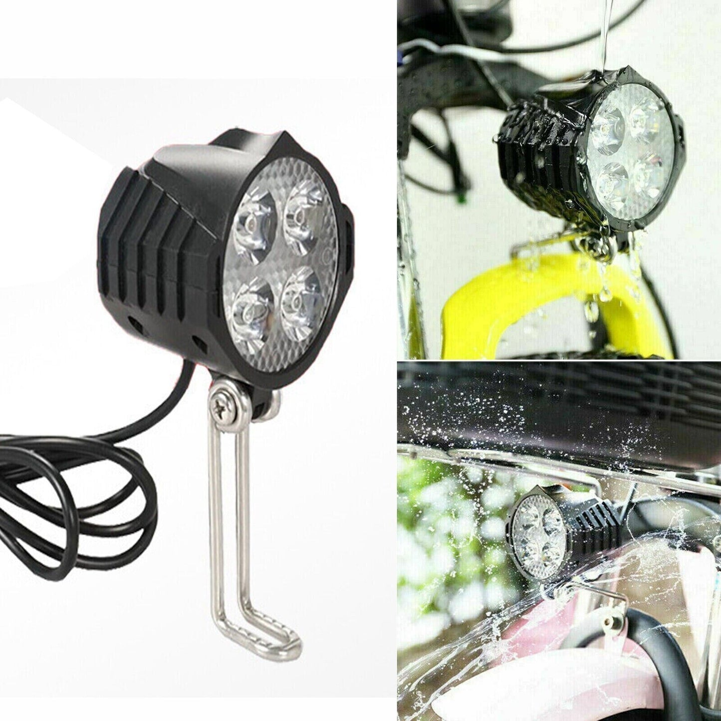 Ebike Waterproof 24V 36V 48V LED Front Lamp Head Light for Scooter Tour EBicycle