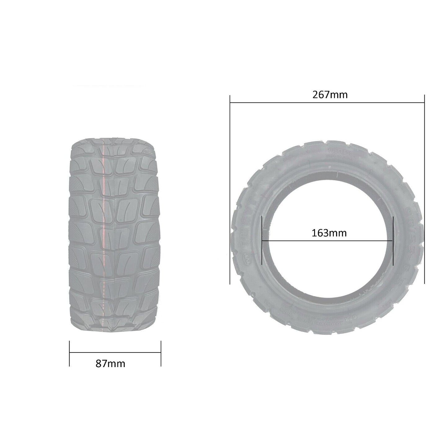 90/65-6.5 Tubeless Knobby Tyre for Mini Pocket Bike, Dirt Bike, Electric Scooter