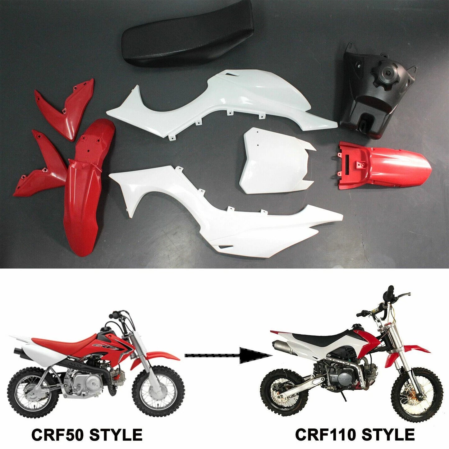 Plastic Fender Seat Tank for Honda CRF50 Styled Dirt Trail Bike Covert CRF110