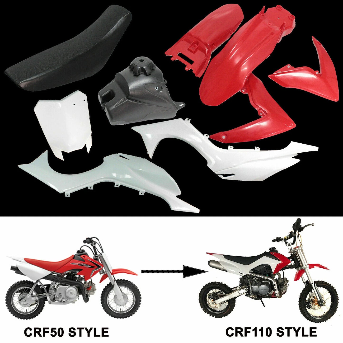 Plastic Fender Seat Tank for Honda CRF50 Styled Dirt Trail Bike Covert CRF110