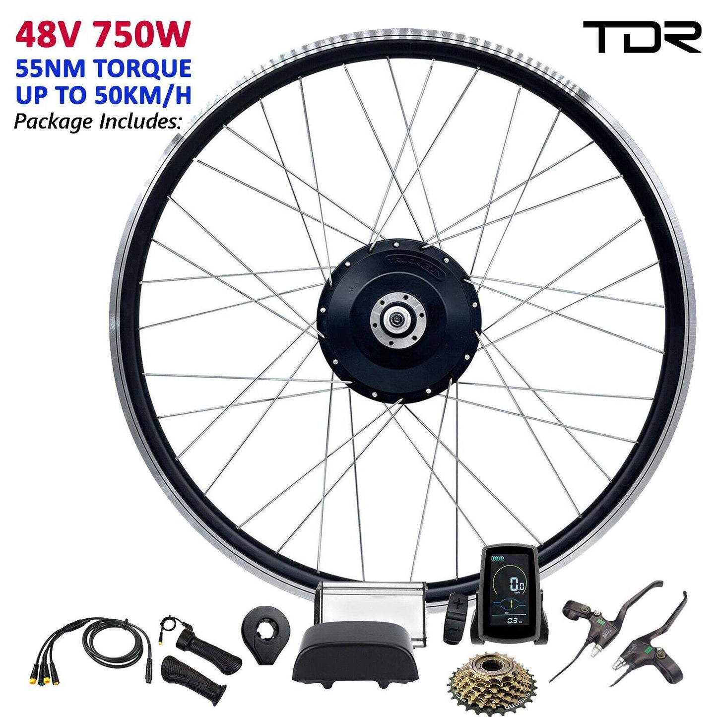 750W 24" Rear Hub 48V Electric Bike Conversion Kit (Battery & Charger Not Included)