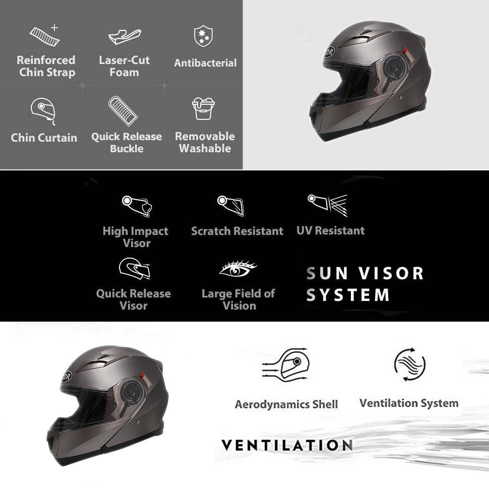 TDR Grey Motorcycle Helmet Adult ECE 22.05 - TDRMOTO