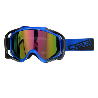 CSG Blue Goggles Tinted Lens Anti Fog For Motocross MX Sports Snow Skiing - TDRMOTO