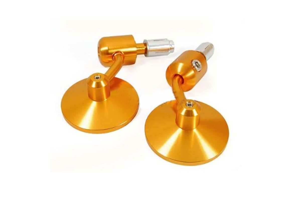 Gold CNC 7/8" Handle Bar End Rear-view Mirror Universal Fit - TDRMOTO