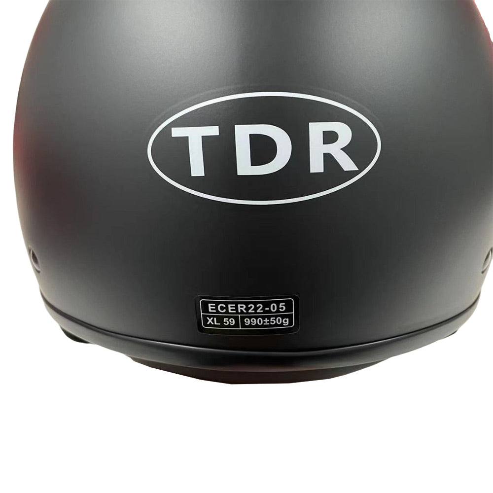 TDR Matt Black Open Face Motorcycle Helmet for Adult - TDRMOTO