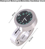 Universal Motorcycle Handlebar Clock 7/8" Chrome Motorcycle Clock Waterproof (Battery Required) - TDRMOTO