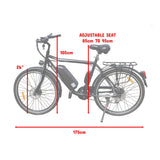 TDR 250W 26" Road City Tour Electric Bike Bicycle 36V 10Ah Battery Shimano Gear 6 Speed Motorised - TDRMOTO