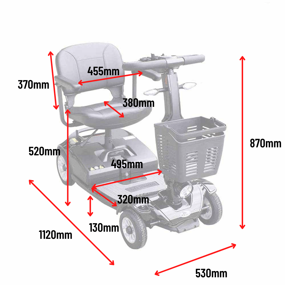 TDR Black Mobility Scooter Foldable 350W 150kg Weight Capacity Heavy Duty - TDRMOTO