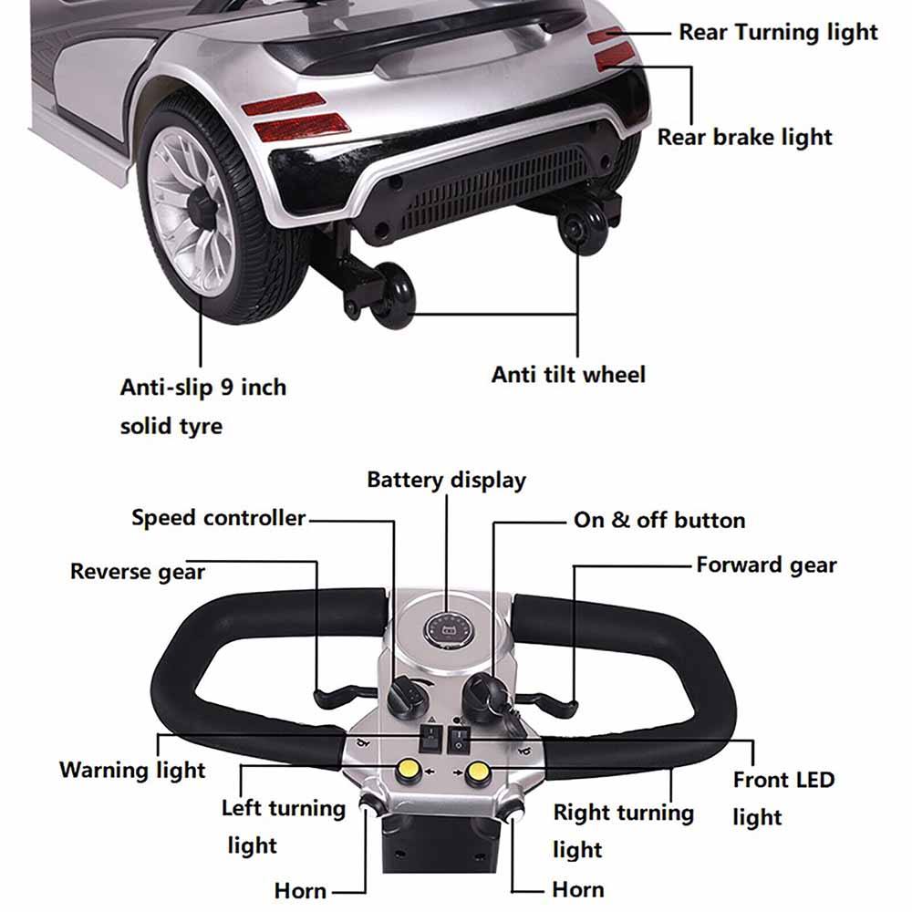TDR Black Mobility Scooter Foldable 350W 150kg Weight Capacity Heavy Duty - TDRMOTO