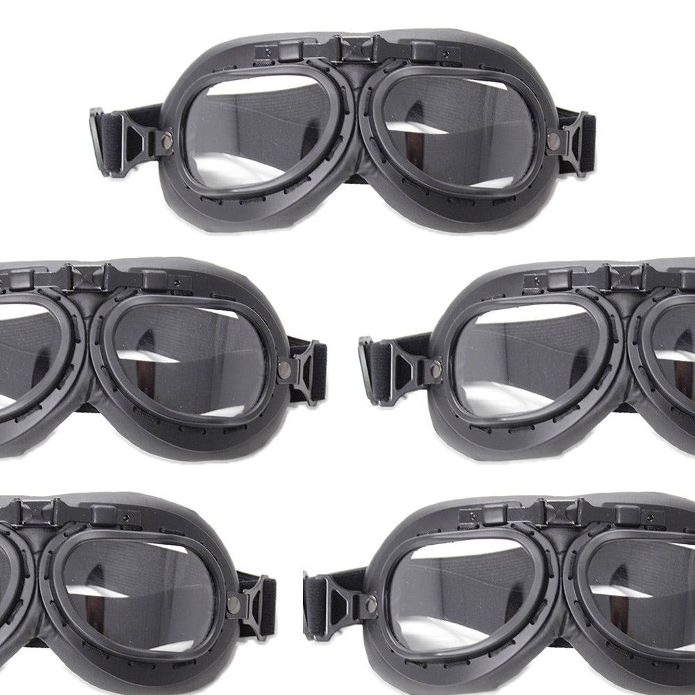Retro Vintage Motorcycle Goggles Aviator Pilot Motocross Cruiser Eyewear Glass (Clear Len) - TDRMOTO