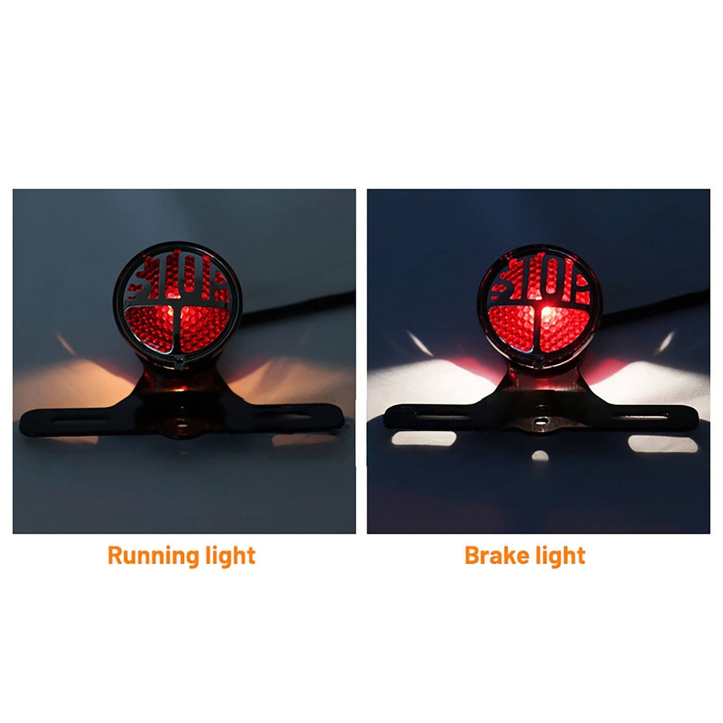 Universal “STOP” Face Brake Light, Vintage Motorcycle Bulb Light Tail Brake Light - TDRMOTO