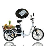 TDR White Electric Tricycle 48V 250W 10AH with Basket Rear Rack Trolley - TDRMOTO