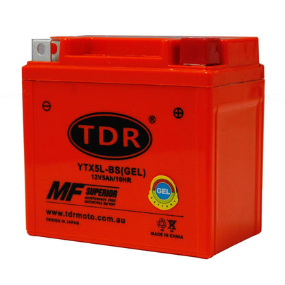 YTX5L-BS Motorcycle GEL Battery 12V 5ah for Motocycle Scooter ATV Quad Dirt Pit Bike Mower - TDRMOTO