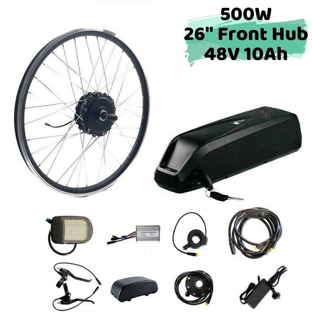 500W 26" Front Hub 48V 10Ah Battery Electric Bike Conversion Kit - TDRMOTO
