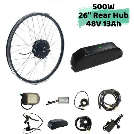 500W 26" Rear Hub 48V 13Ah Battery Electric Bike Conversion Kit - TDRMOTO