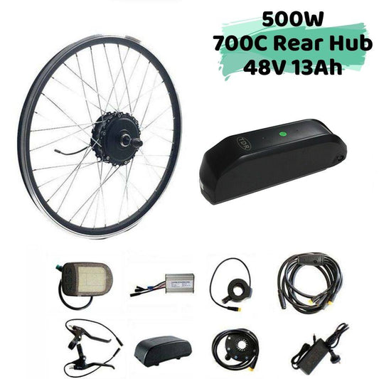 500W 28"/29"/700C Rear Hub 48V 13Ah Battery Electric Bike Conversion Kit - TDRMOTO