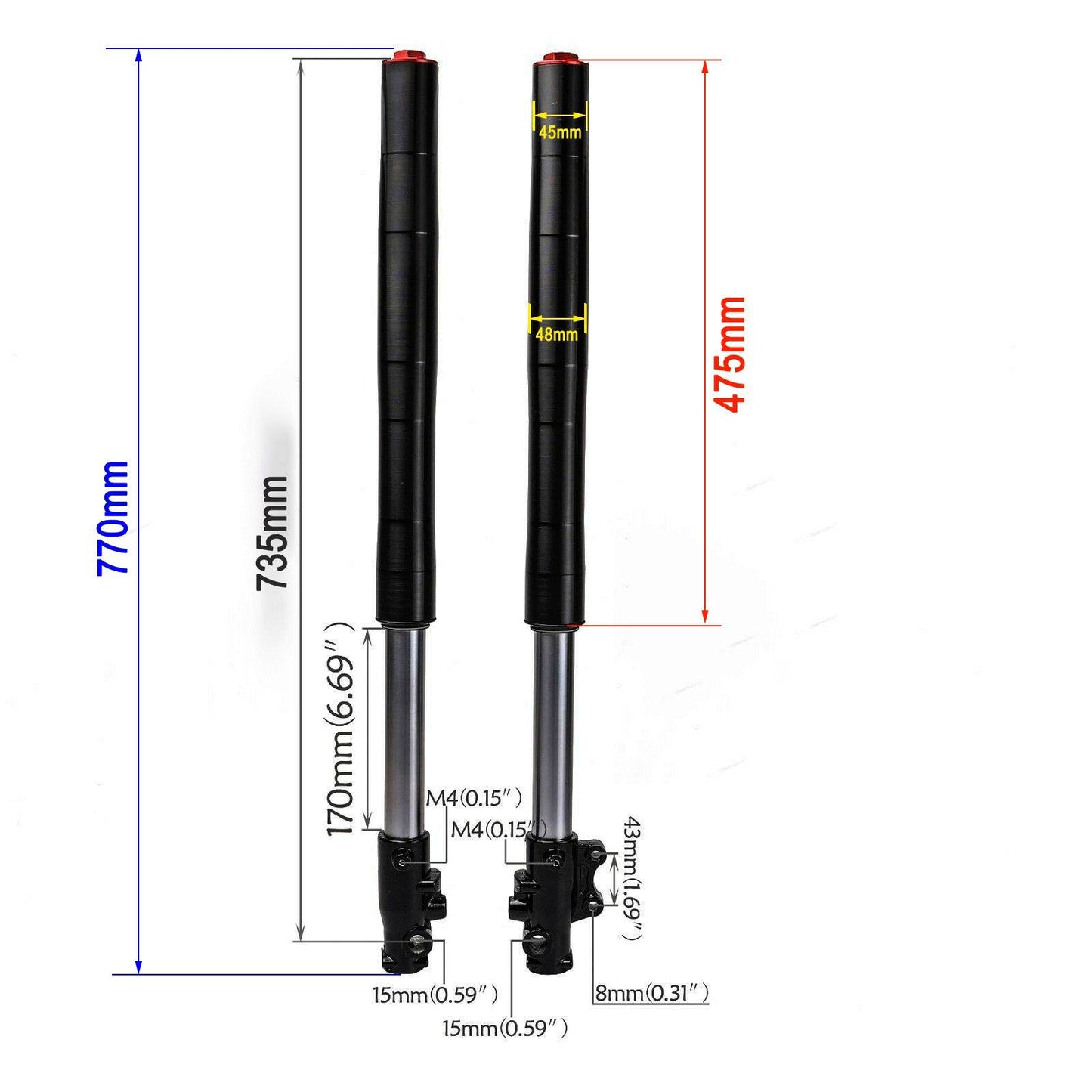 Upside Down 770mm Complete Front Fork Set For Atomik Thumpstar Dirt Bike - TDRMOTO