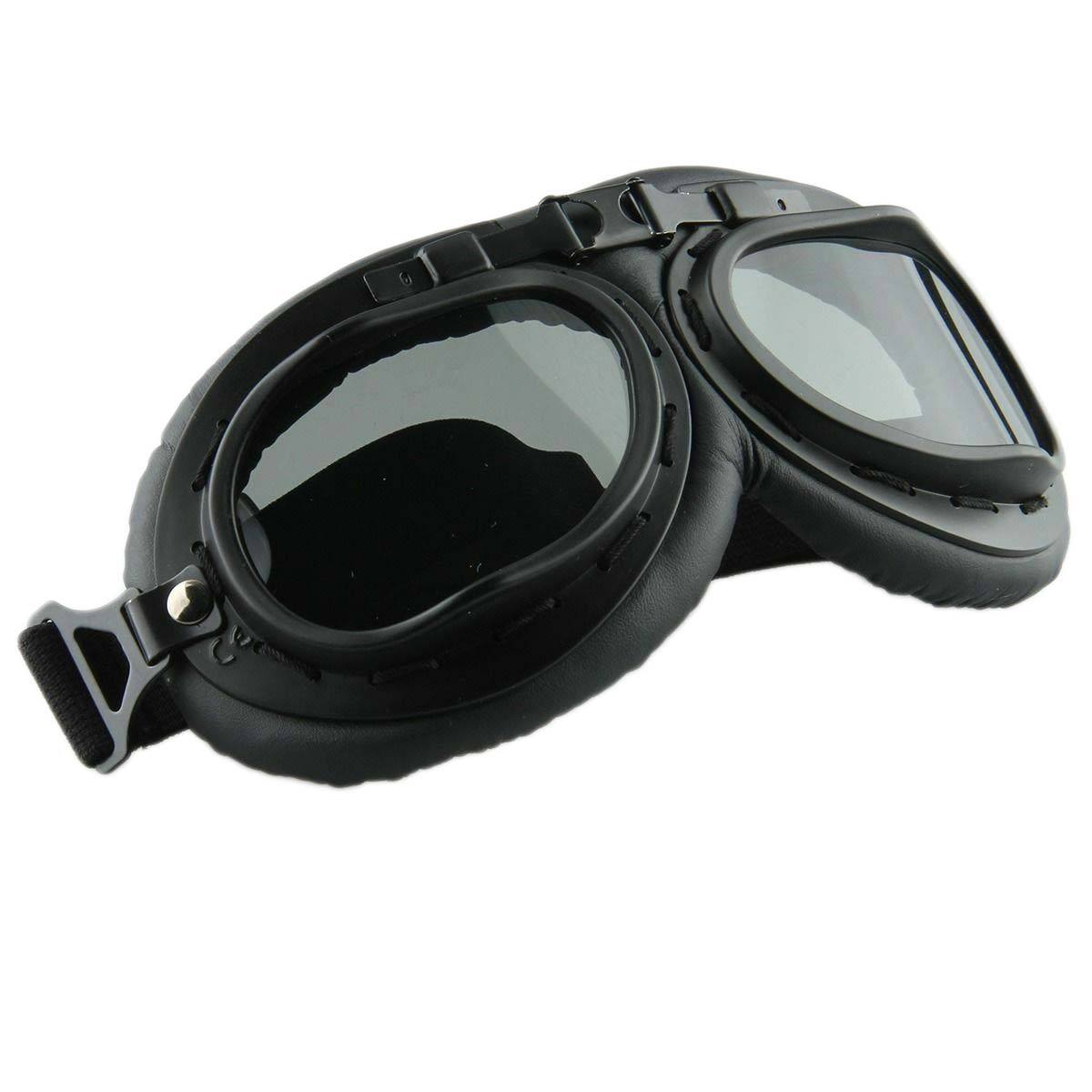 Retro Vintage Motorcycle Goggles Aviator Pilot Motocross Cruiser Eyewear Glass (Clear Len) - TDRMOTO