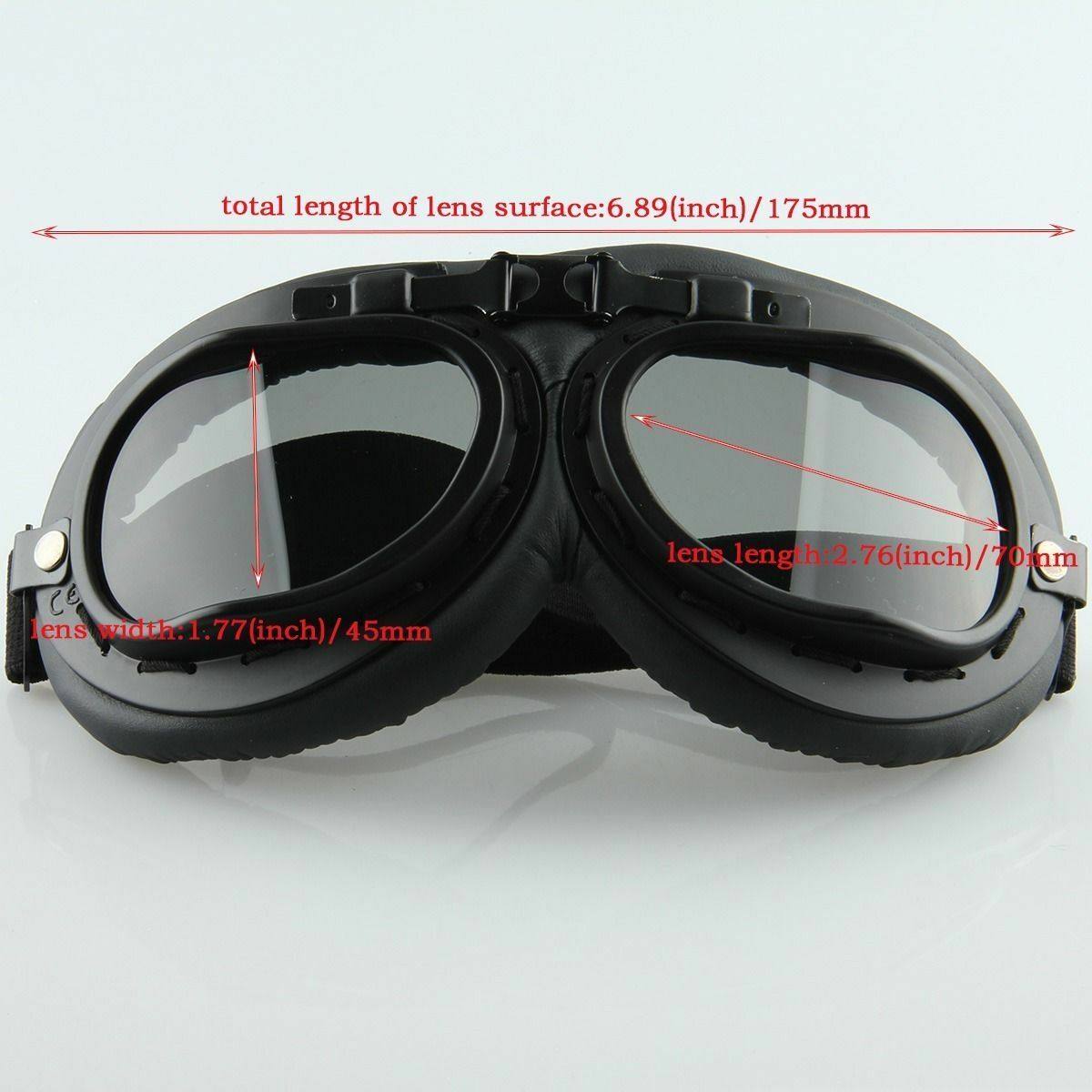 Retro Vintage Motorcycle Goggles Aviator Pilot Motocross Cruiser Eyewear Glass (Clear Len) - TDRMOTO