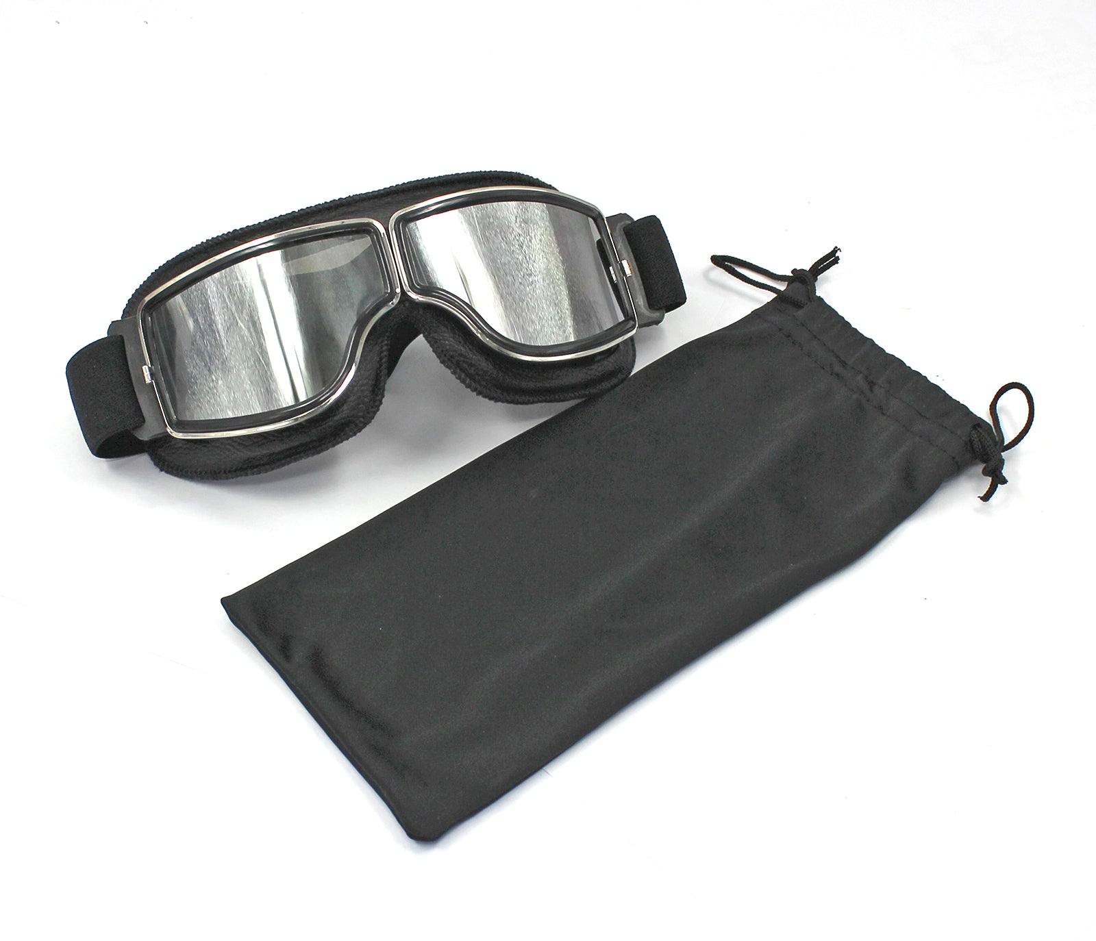 WWII Style German Motorcycle Harley Style Chopper Biker Pilot Goggles Black - TDRMOTO