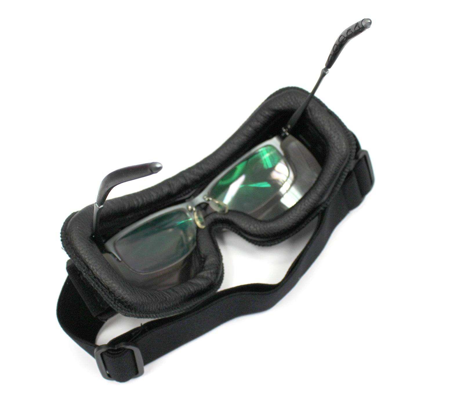 WWII Style German Motorcycle Harley Style Chopper Biker Pilot Goggles Black - TDRMOTO