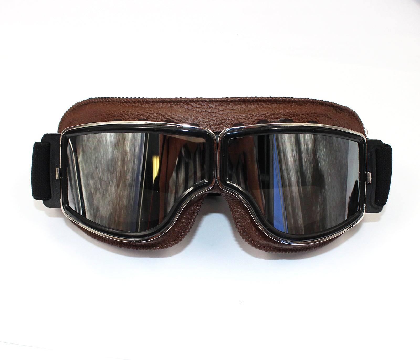WWII Style German Motorcycle Harley Style Chopper Biker Pilot Goggles Brown - TDRMOTO