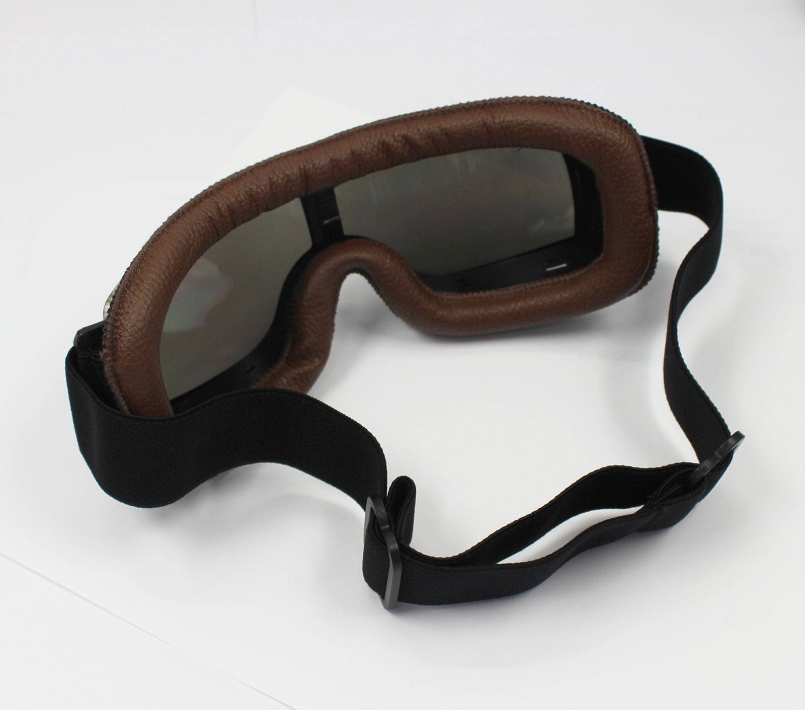 WWII Style German Motorcycle Harley Style Chopper Biker Pilot Goggles Brown - TDRMOTO