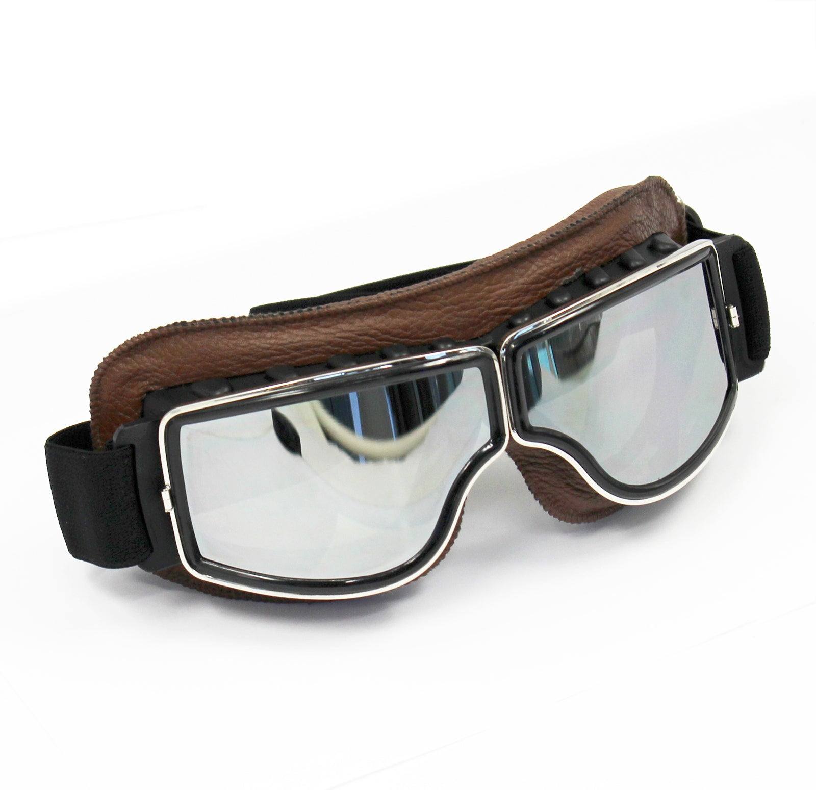 WWII Style German Motorcycle Harley Style Chopper Biker Pilot Goggles Brown - TDRMOTO