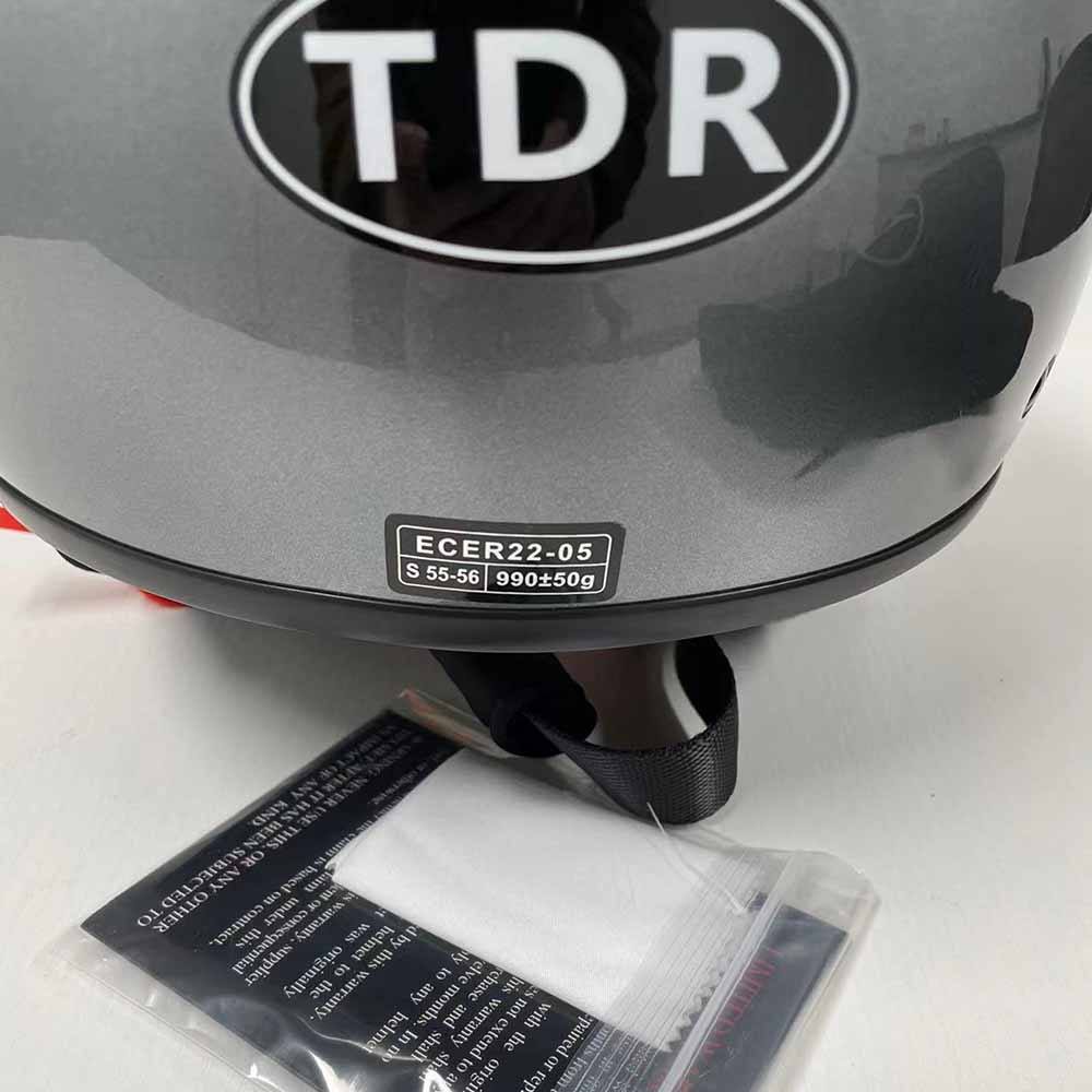 TDR Gloss Grey Open Face Motorcycle Helmet for Adult - TDRMOTO