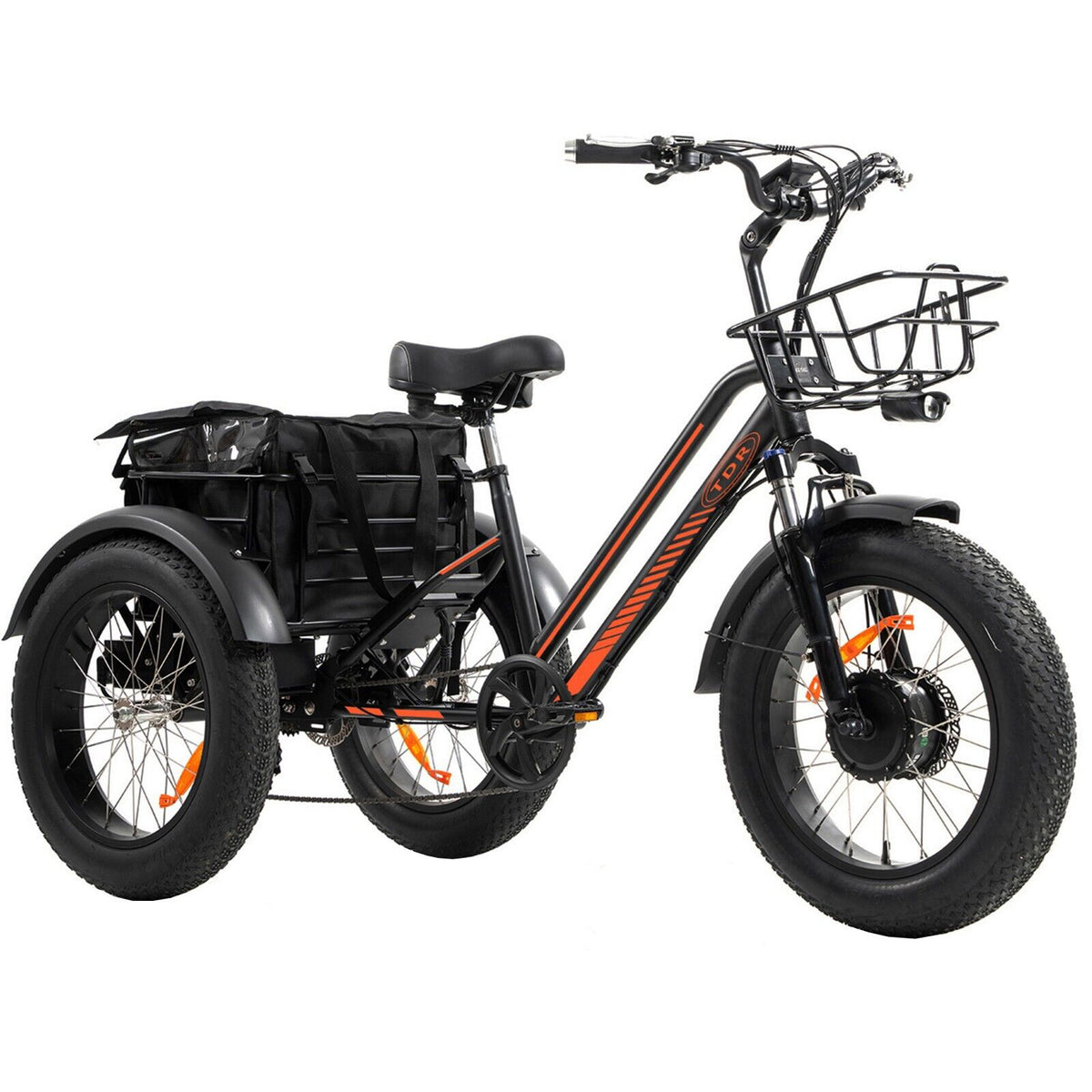 750W Fat Tyre Electric Tricycle Bafang Motor 7 Speeds Shimano Rear Rack Basket Trolley - TDRMOTO