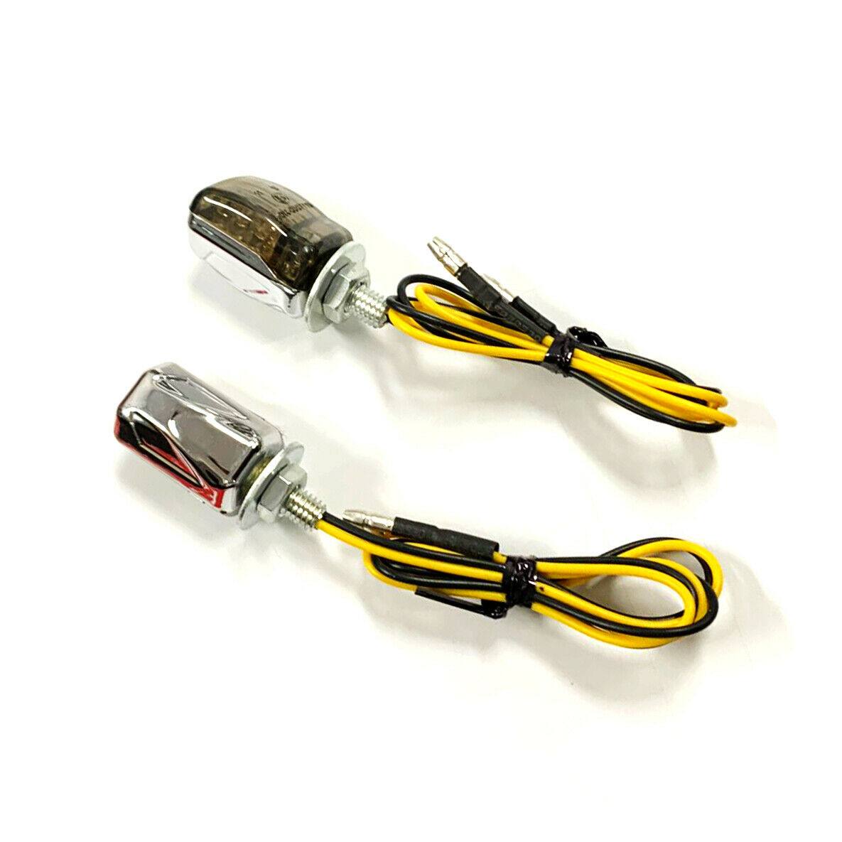 Chrome 2 x 6mm Universal Motorcycle LED Micro Mini Tiny Small Indicators Turn Signals - TDRMOTO