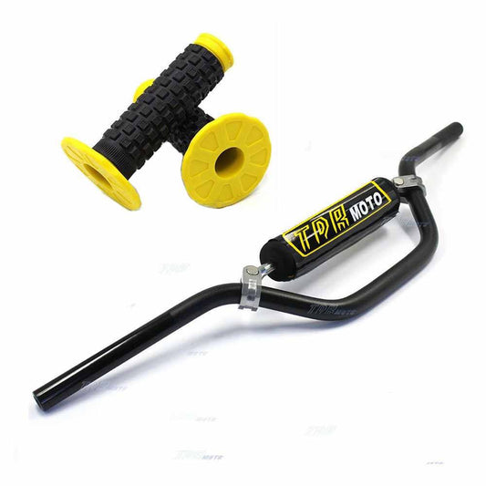 Handlebar + Yellow Hand Grips Universal 22mm For Off Road Motorcycle Dirt Bike - TDRMOTO