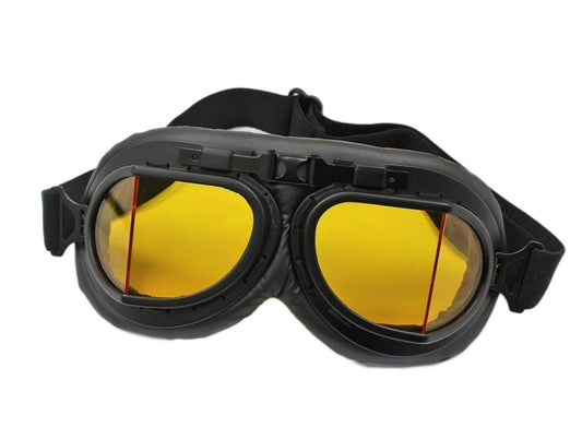 Yellow Lens Vintage Aviator Pilot Goggles Eyewear WWII RAF Cruiser Scooter - TDRMOTO