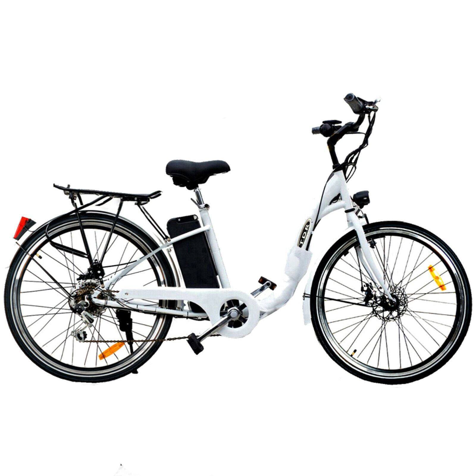 TDR 250W 26" White Electric Bike with 10Ah Lithium Ion Battery - TDRMOTO